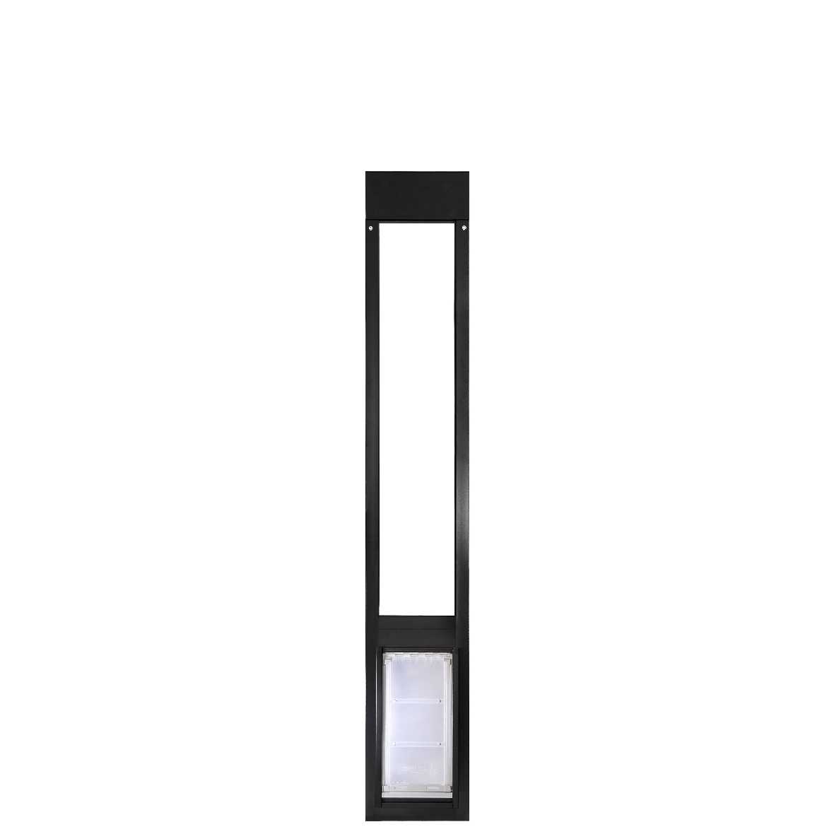 Black-framed dog door panel insert.