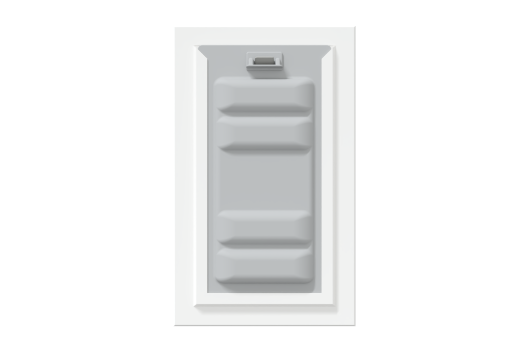 Front view of a white Endura Flap double flap wall mount pet door with the locking cover. This shows the added security of this wall dog door.