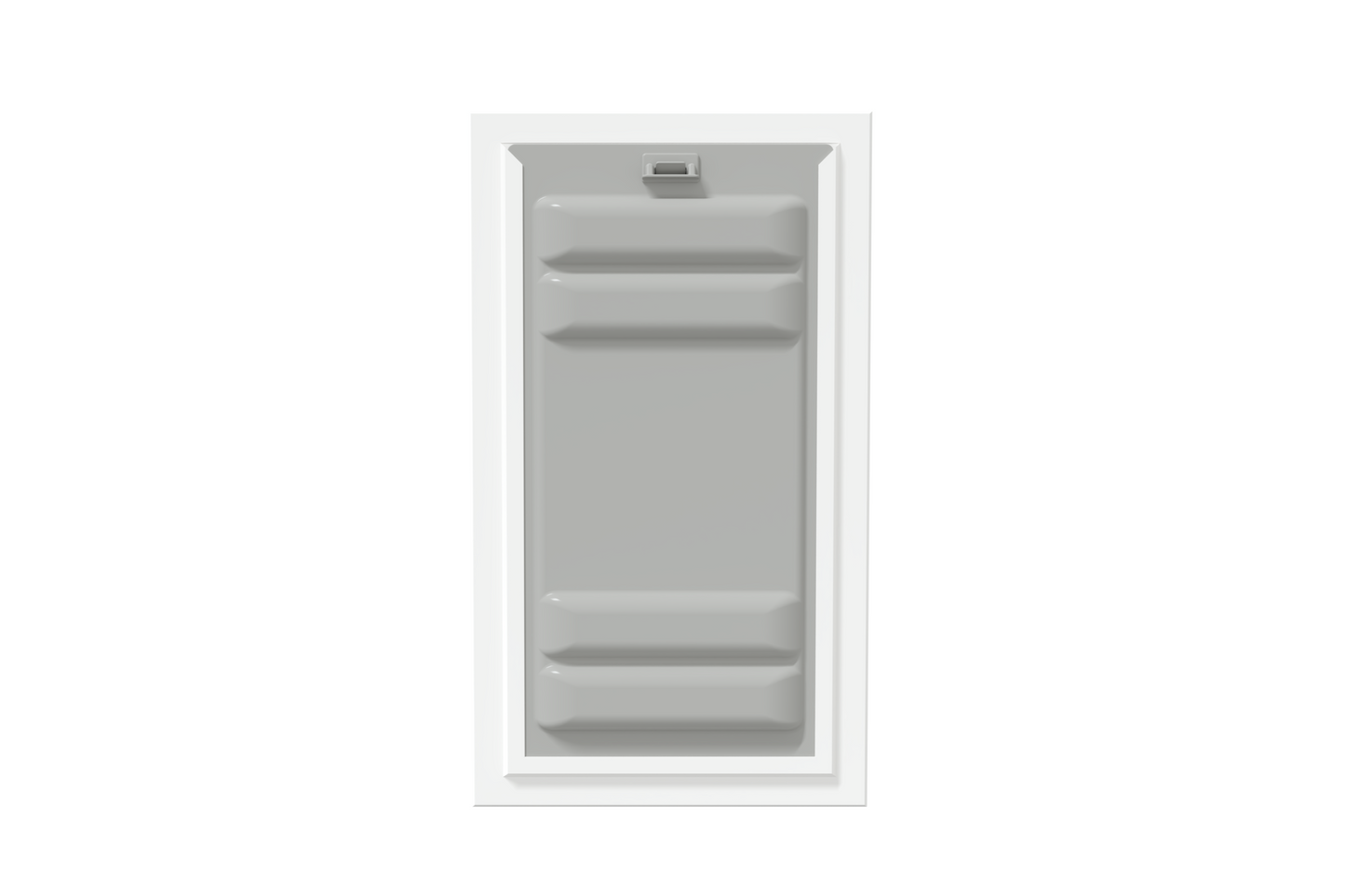 Front view of a white Endura Flap single flap wall mount pet door with the locking cover attached. This shows the security of this endura flap.