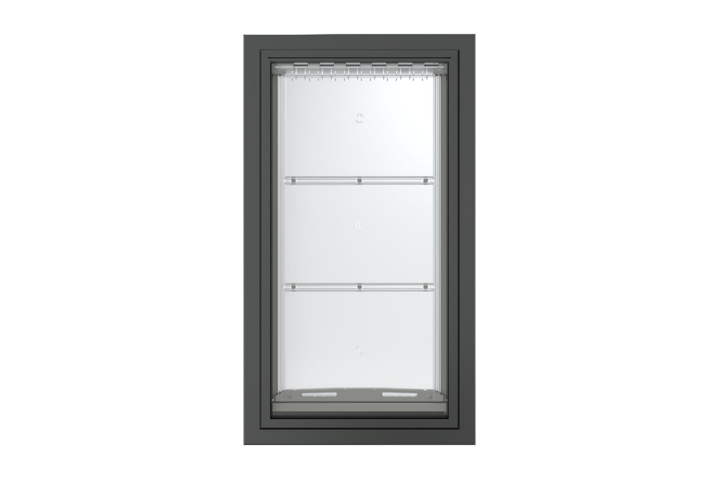 Front view of a black, single flap Endura Flap dog door for wall. This durable wall doggy door is a great option for pet owners.