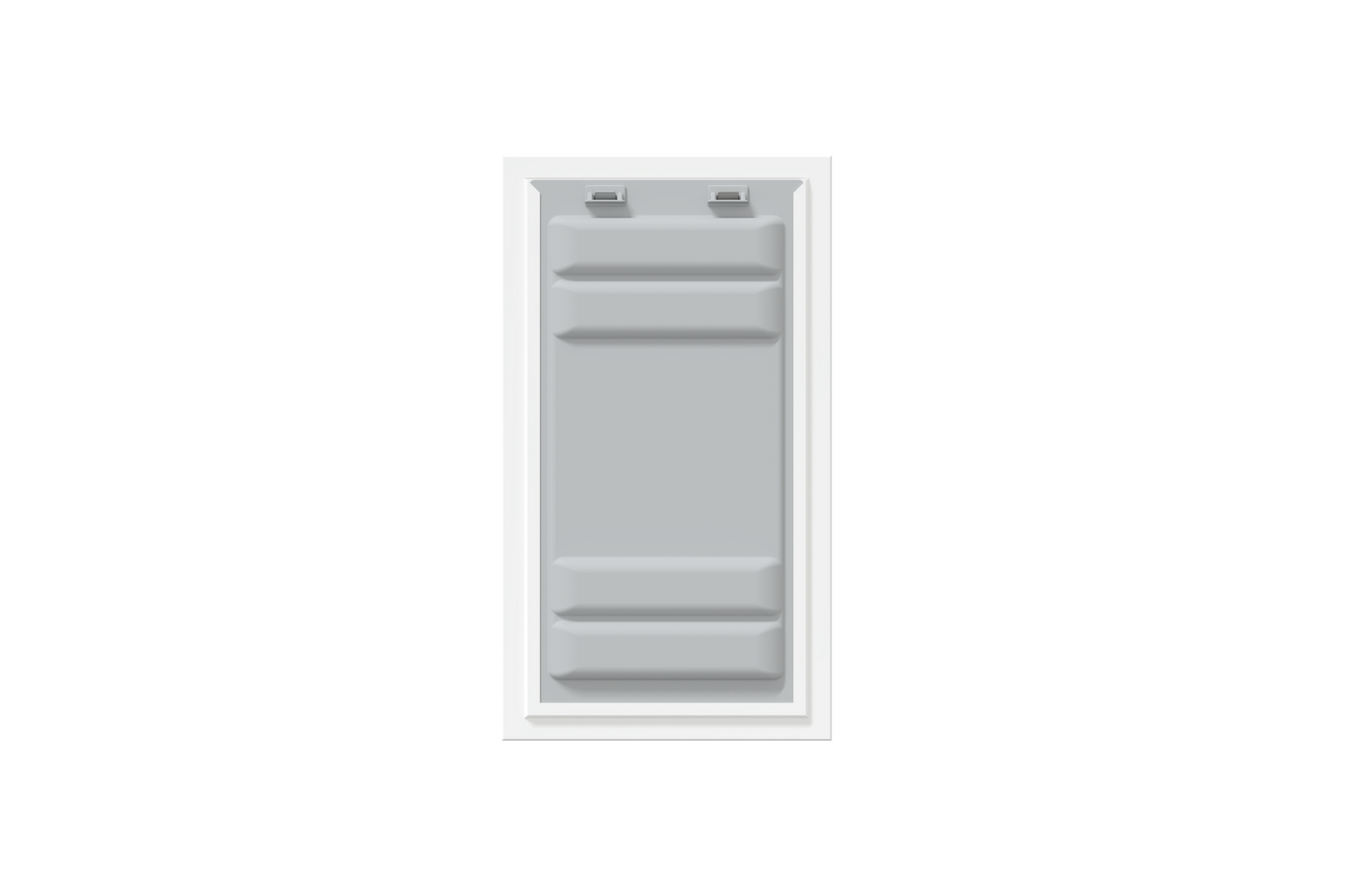 Front view of a white Endura Flap single flap wall mount pet door with the locking cover. This highlights the security of this endura flap.