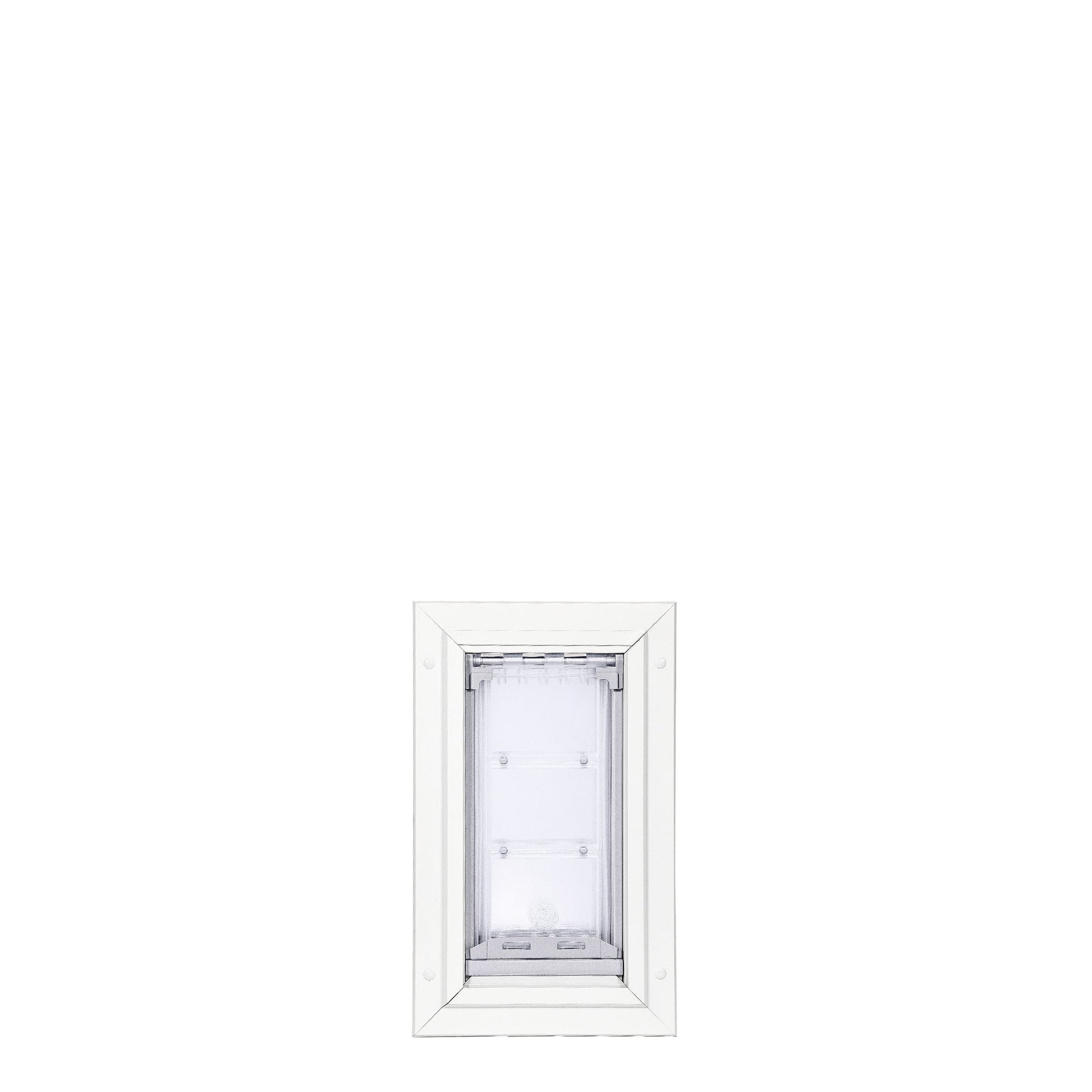White framed pet door.