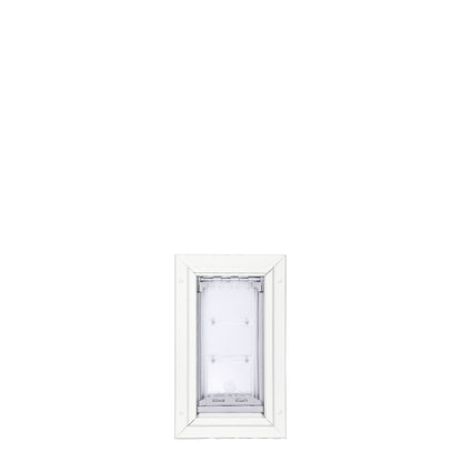 White framed pet door.
