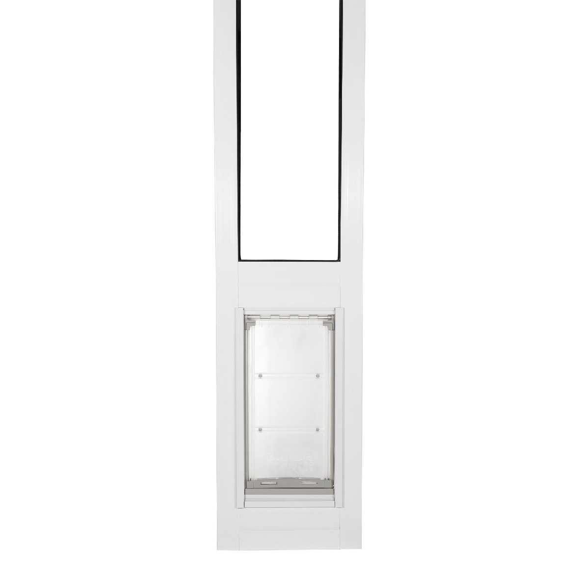 White pet door insert.