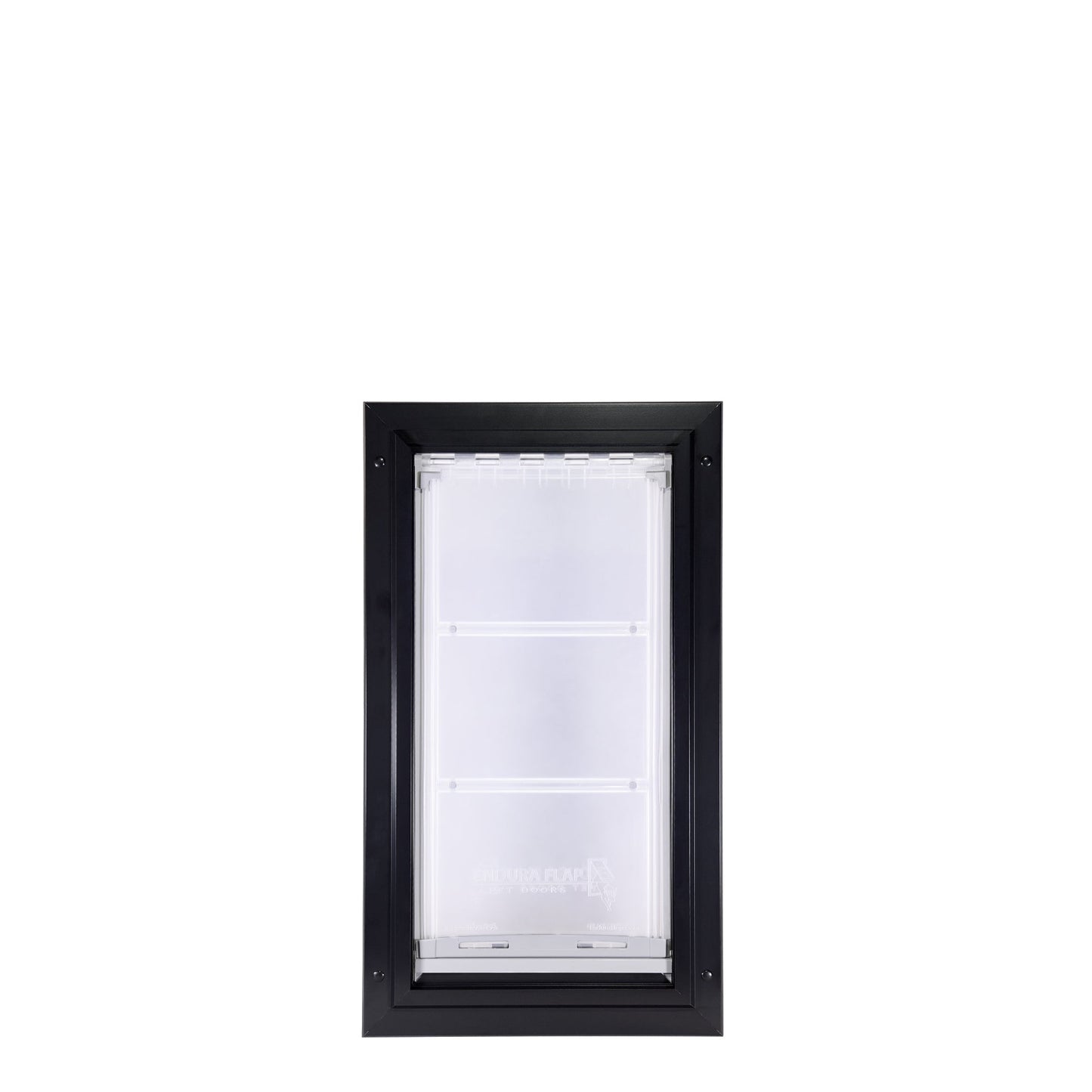 A black-framed Endura Flap pet door.