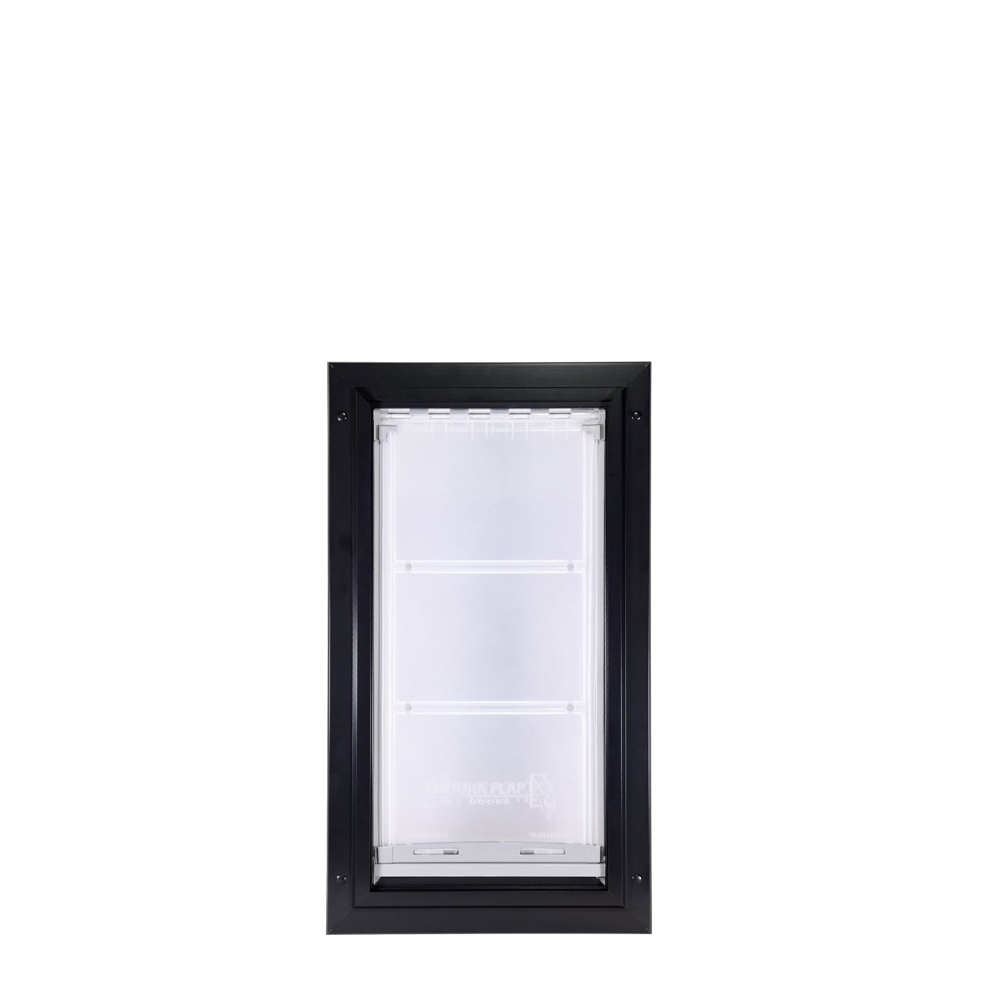 A black-framed Endura Flap pet door.