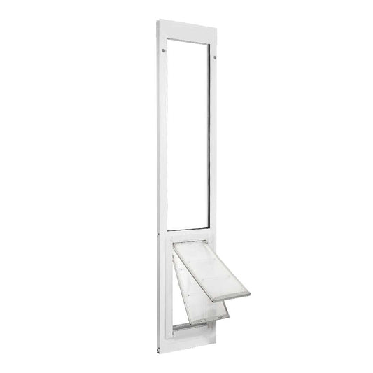 White sliding glass door insert with a pet door_Color_White