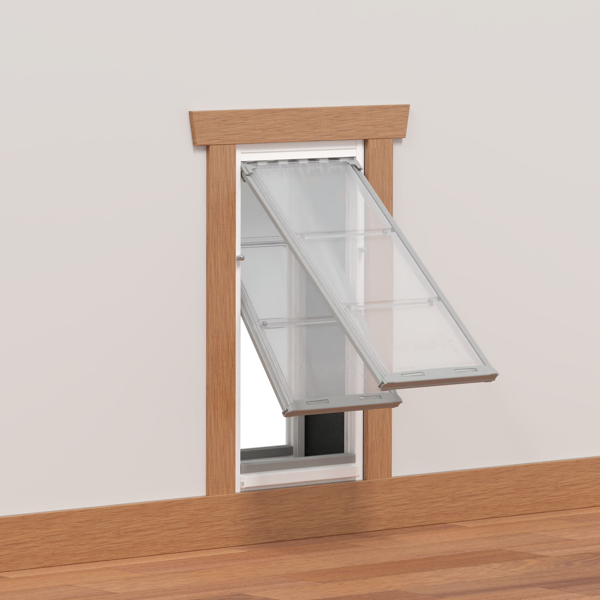 An open awning window in a wall.