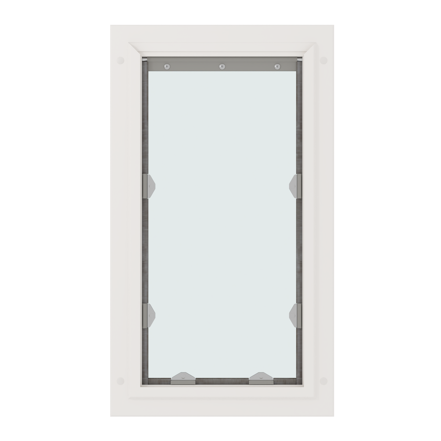White-framed window with clear glass.