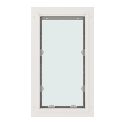 White-framed window with clear glass.