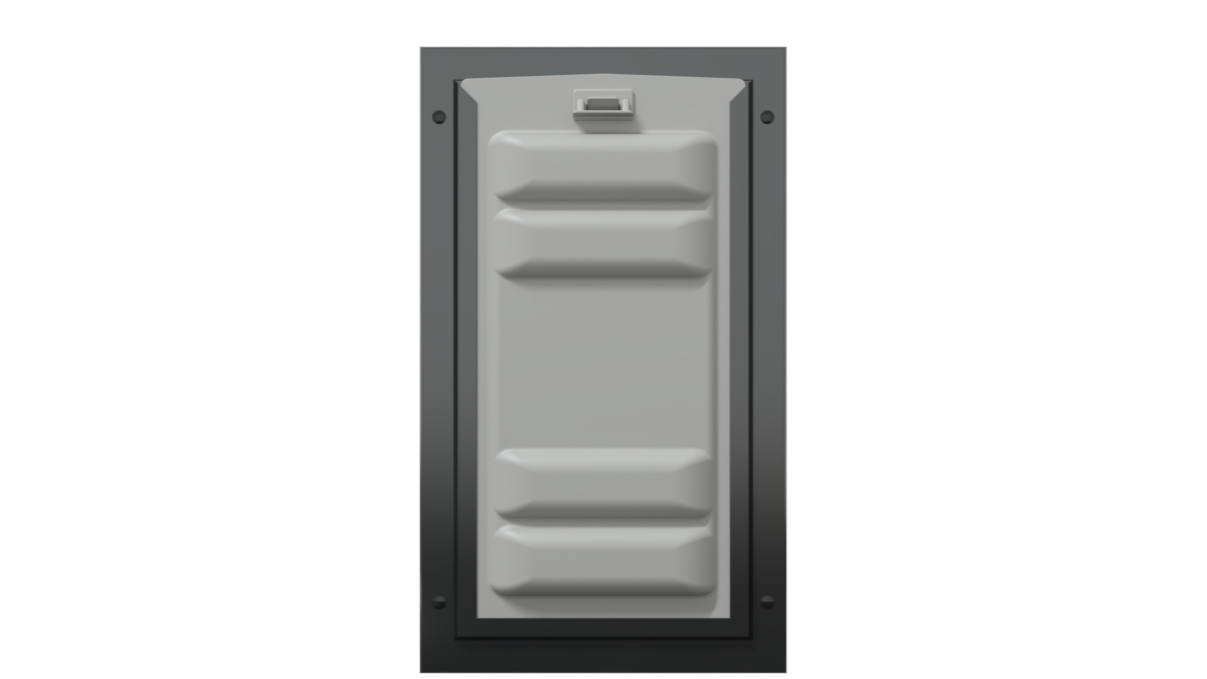 Locked front of the black Endura Flap medium dog door.
