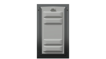 Locked front of the black Endura Flap medium dog door.