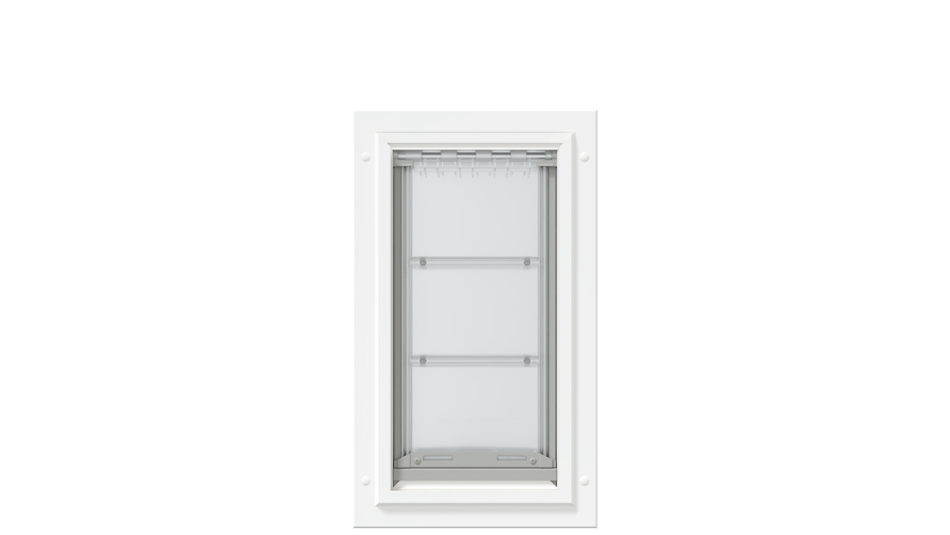Front view of the white Endura Flap medium dog door.