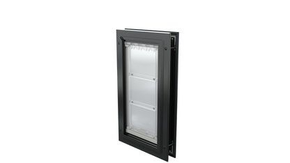Closed black Endura Flap medium single flap, angled.