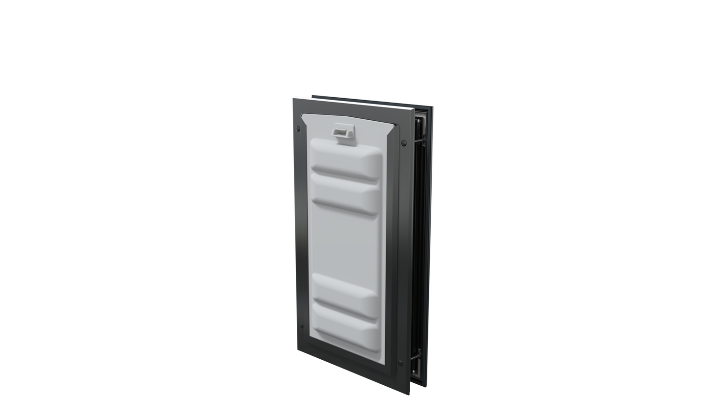 Locked black Endura Flap medium single flap, angled.