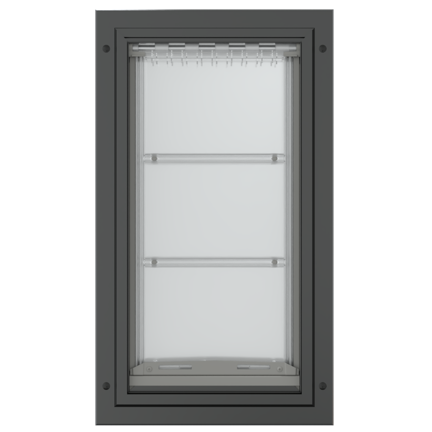 Black Endura Flap pet door, front view. Durable dog door.