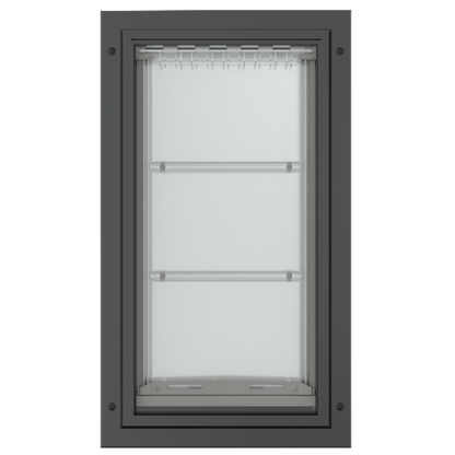 Black Endura Flap pet door, front view. Durable dog door.
