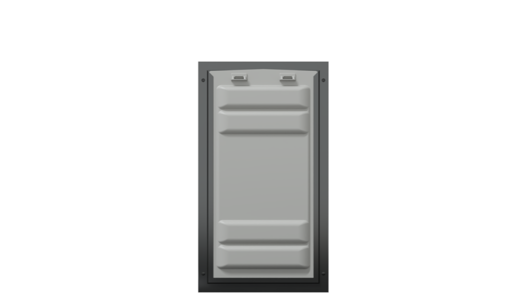 Locked front of the black Endura Flap extra large door.