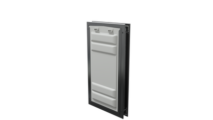 Locked black Endura Flap XL pet door, angled secure view.