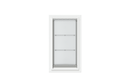 Front view of the white Endura Flap extra large door.