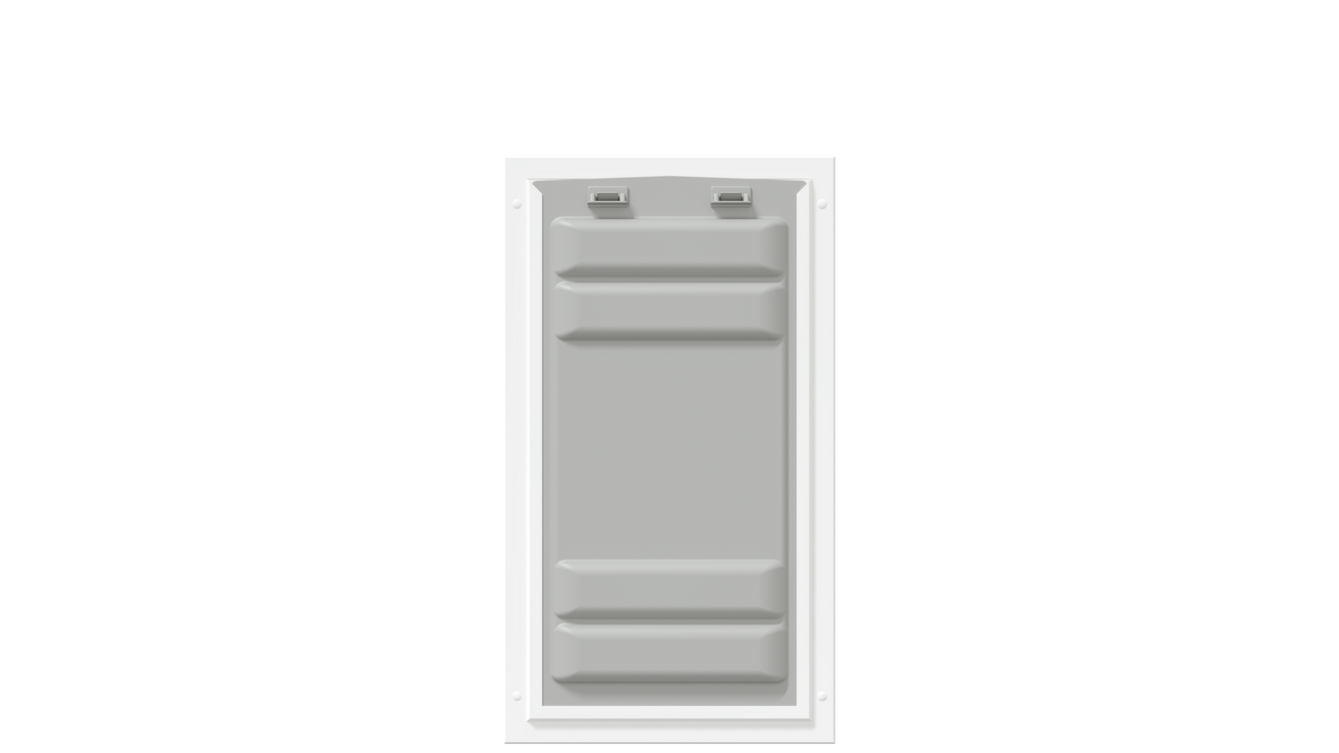 Locked front view of the white Endura Flap extra large door.