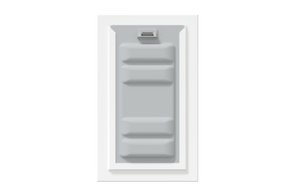 Front view of a white Endura Flap double flap wall mount pet door with the locking cover. This shows the added security of this wall dog door.