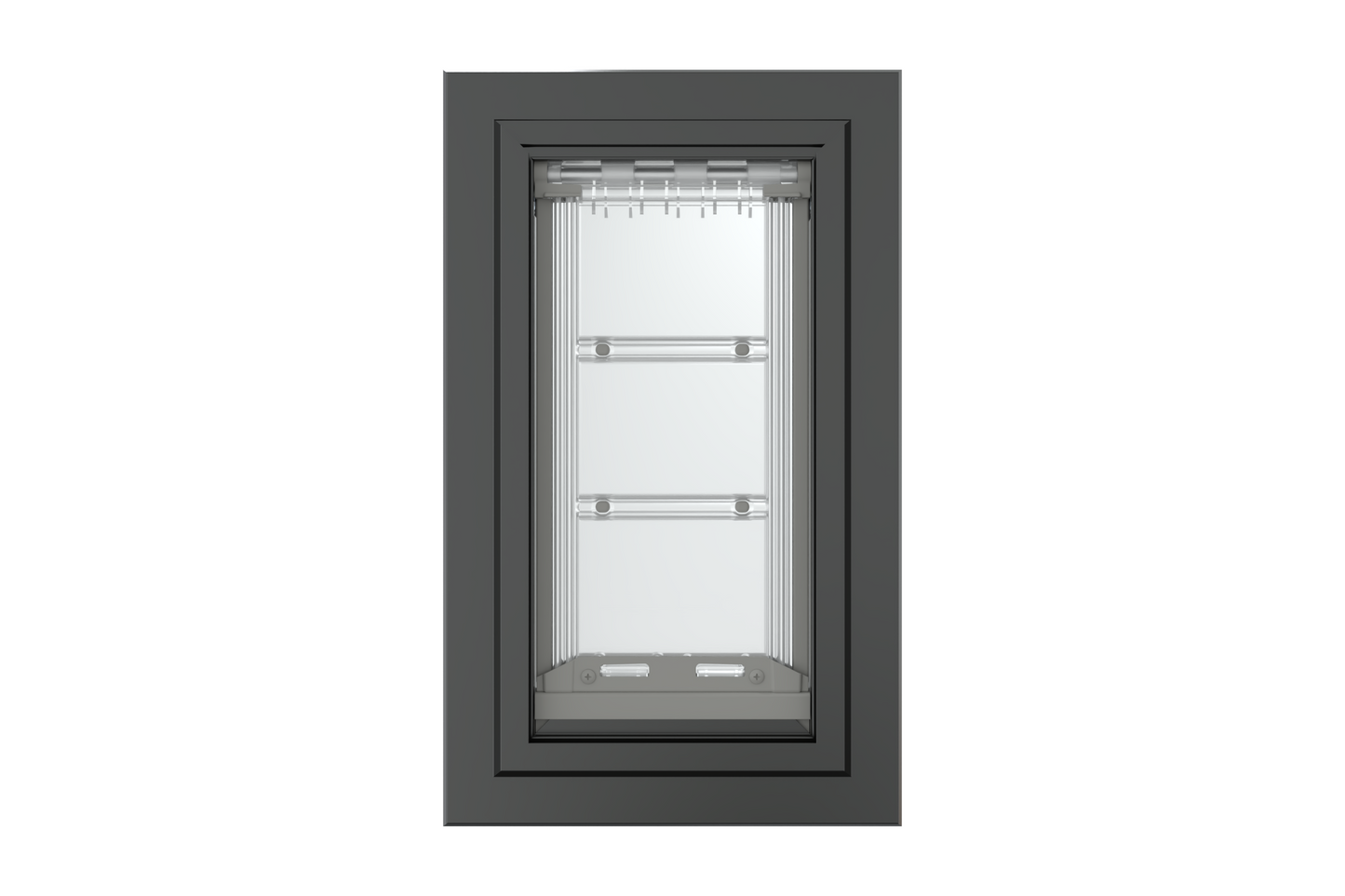 Front view of a black, single flap Endura Flap dog door for wall. Looking for reliable dog doors for walls? Consider the energy-efficient endura flap.