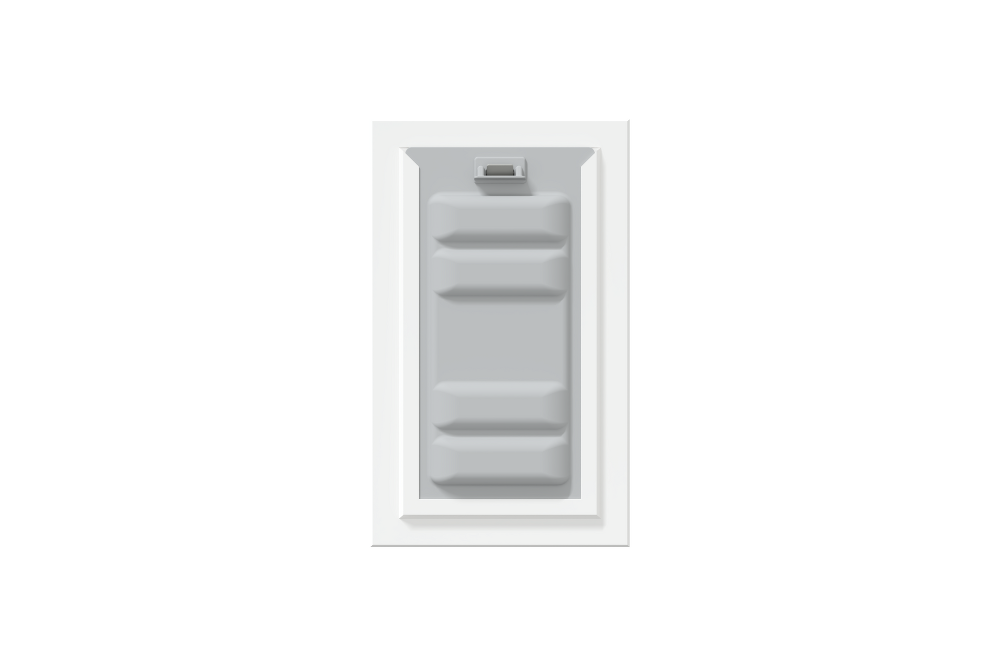 Front view of a white Endura Flap dog door for wall, shown with the included locking cover. This secure wall dog door provides peace of mind and energy efficiency.