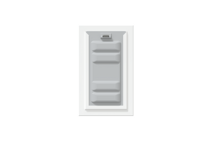 Front view of a white Endura Flap dog door for wall, shown with the included locking cover. This secure wall dog door provides peace of mind and energy efficiency.