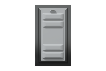 Front view of a black Endura Flap double flap wall mount pet door with the locking cover. This highlights the security of this wall mounted dog door.