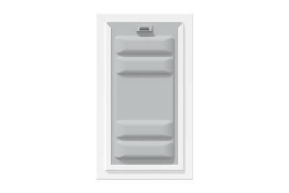 Front view of a white Endura Flap double flap wall mount pet door with the locking cover. This shows the added security of this wall dog door.