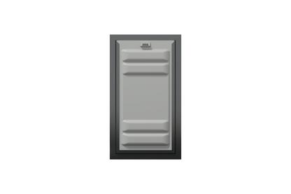 Front view of a black Endura Flap double flap wall mount pet door with the locking cover. This highlights the secure design of this wall mounted dog door.