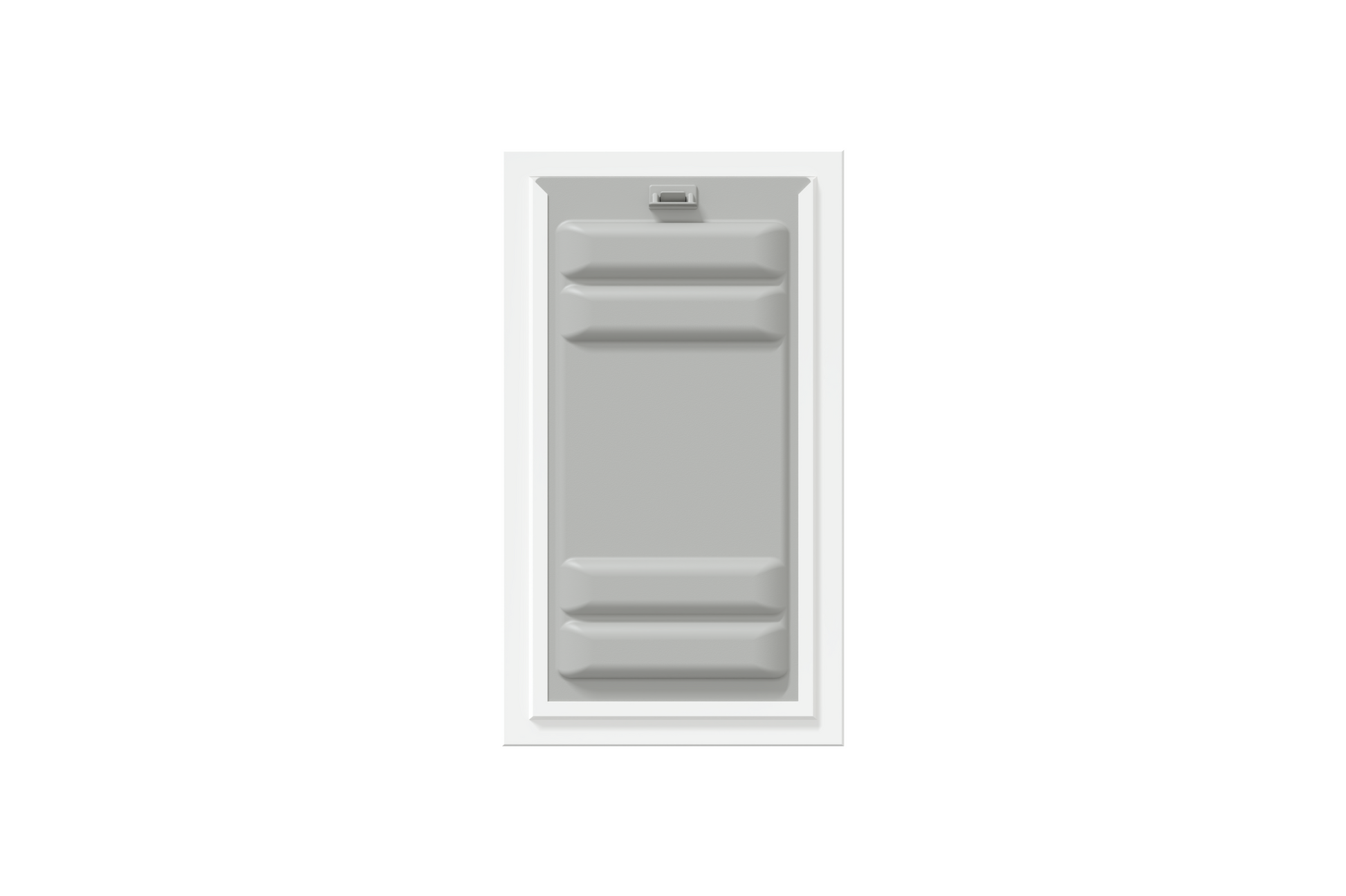 Front view of a white Endura Flap double flap wall mount pet door with the locking cover attached. This shows the added security of this wall dog door.