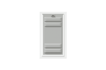 Front view of a white Endura Flap double flap wall mount pet door with the locking cover attached. This shows the added security of this wall dog door.