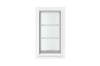 Front view of a white, single flap Endura Flap dog door for wall. Find the best dog doors for walls like this endura dog door.
