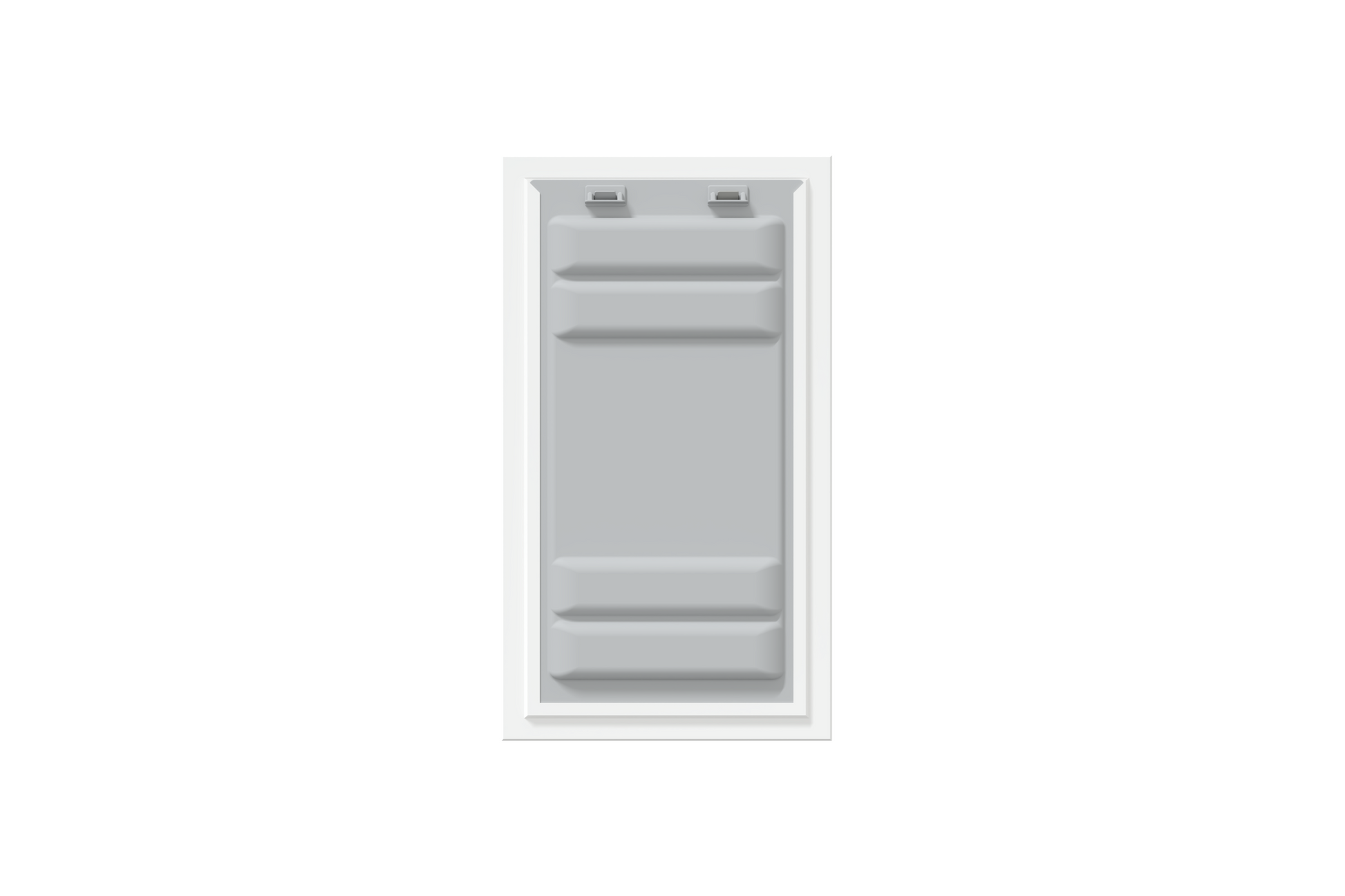Front view of a white Endura Flap single flap wall mount pet door with the locking cover. This highlights the security of this endura flap.