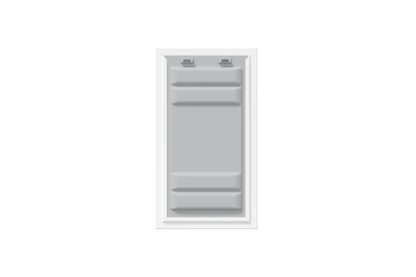 Front view of a white Endura Flap single flap wall mount pet door with the locking cover. This highlights the security of this endura flap.