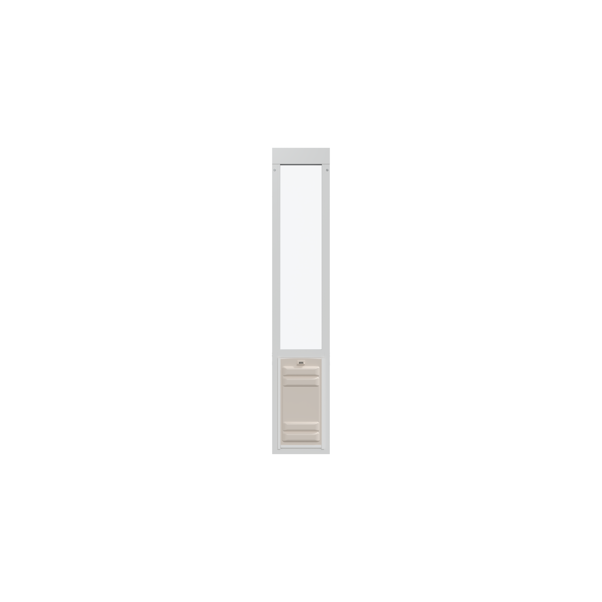 White-framed pet door insert.