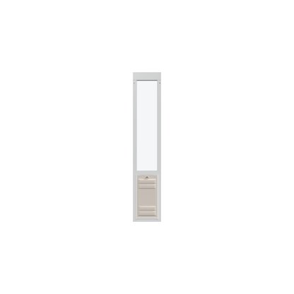 White-framed pet door insert.