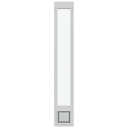 White pet door with a clear center.