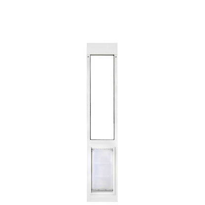 White sliding glass door insert with a dog door.
