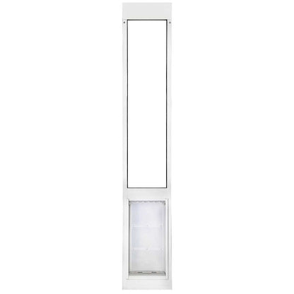 White framed sliding glass door insert with pet door._Color_White